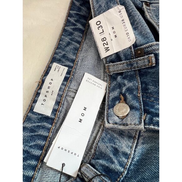 NWT TopShop Size US 6 Mom Jeans Ripped High Waited, Tapered Leg MSRP$75 - Picture 6 of 9